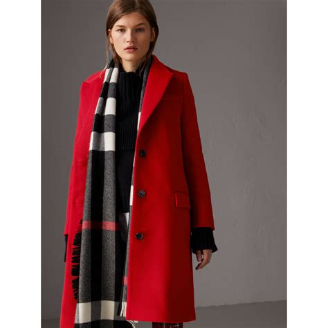 burberry wool duffle coat red|Burberry wool cashmere tailored coat.